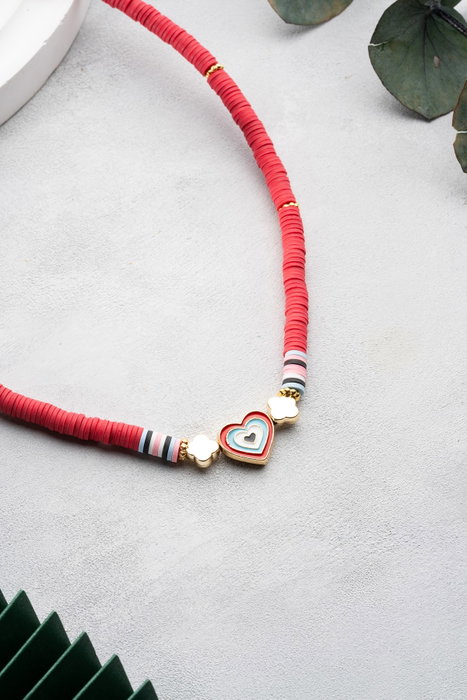 Heliophilia Silver Collar Multicolor KL-0873 con Colgante de Corazón